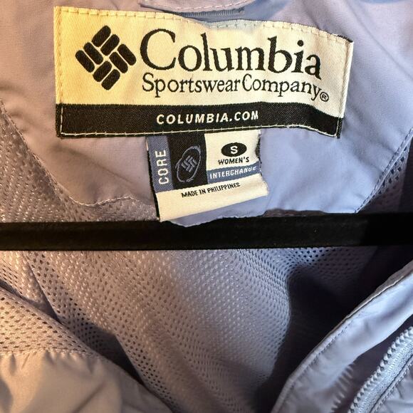 Columbia Jacket Womens Small Purple Core Jacket Hooded Zip Up Snap - Picture 13 of 13